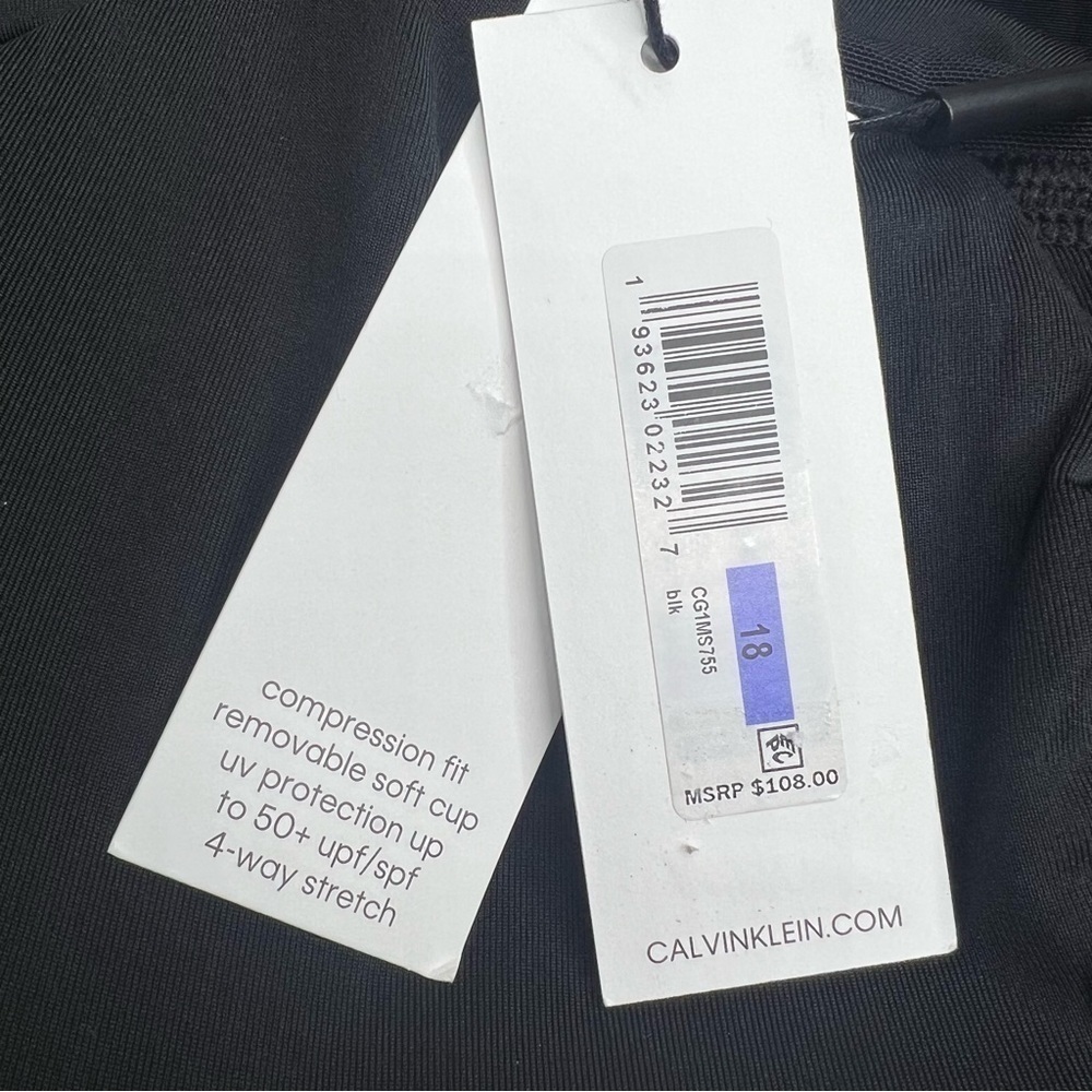 Calvin Klein BLACK Mesh-Inset Tummy Control One-Piece Swimsuit - Picture 12 of 13